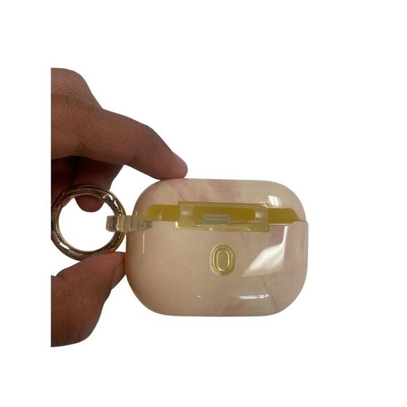 Sonix Protective Hard-Shell Case for AirPods Pro Peach/Beige with Gold Snap Hook - Picture 2 of 2